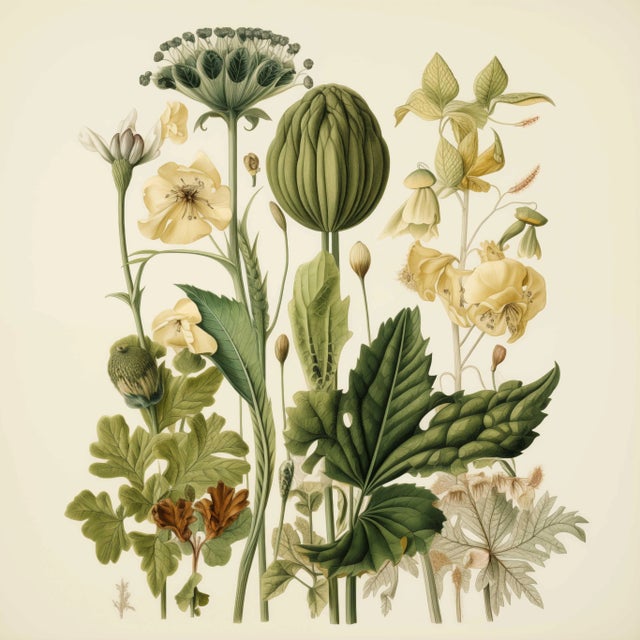 This fine art print reproduces a beautifully detailed 19th-century botanical illustration depicting an elegant arrangement...