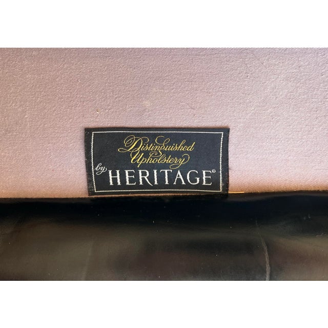 1970s 1971 Vintage Heritage Black Leather Armchair With Ottoman For Sale - Image 5 of 6