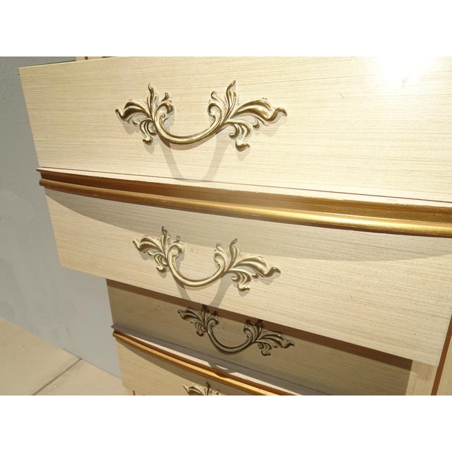 Dresser Vintage French Provincial Tallboy Dresser Lingerie Chest Brass #2 For Sale - Image 11 of 15