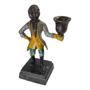 20th Century Decorative Bronze Painted Monkey Butler Candle Stick Holder