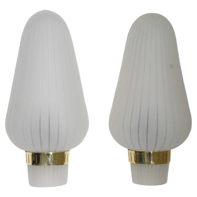 Mid-Century Swedish Wall Lamps in Brass and Glass, Set of 2 For Sale