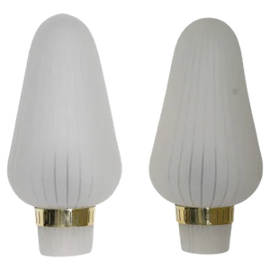 Mid-Century Swedish Wall Lamps in Brass and Glass, Set of 2
