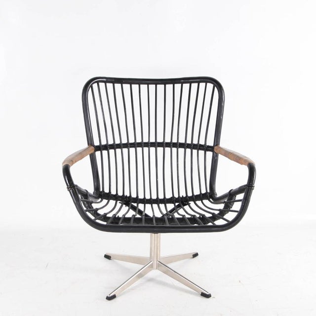 Swivel Armchair in Rattan and Chrome, 1970s For Sale - Image 14 of 15