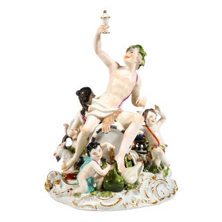 Porcelain Bacchanal with Wine Barrel by Kaendler & Meyer for Meissen, 1760 For Sale