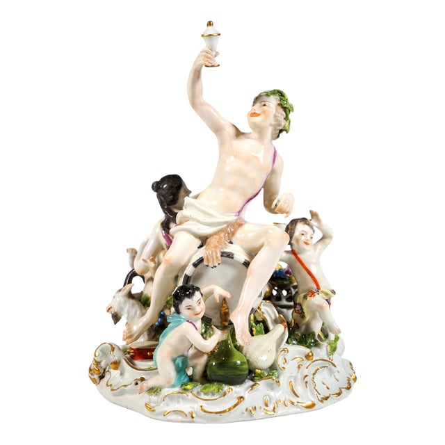 Porcelain Bacchanal with Wine Barrel by Kaendler & Meyer for Meissen, 1760 For Sale
