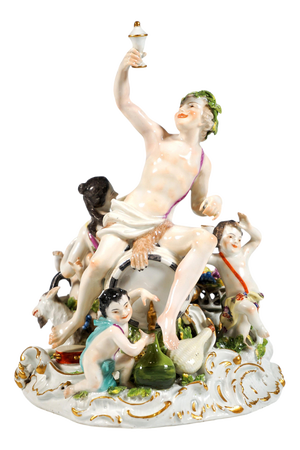 Porcelain Bacchanal with Wine Barrel by Kaendler & Meyer for Meissen, 1760