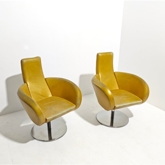 Metal Swivel Armchairs with Chromed Legs, 1980s, Set of 2 For Sale - Image 7 of 18