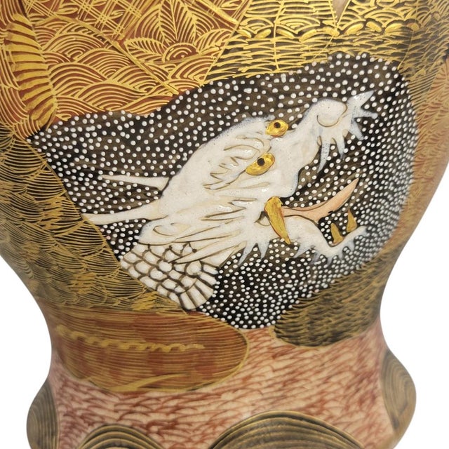 Large Japanese Meiji Satsuma Vase with 1000 Arhats and Dragon Motif from Hotoda For Sale - Image 11 of 15