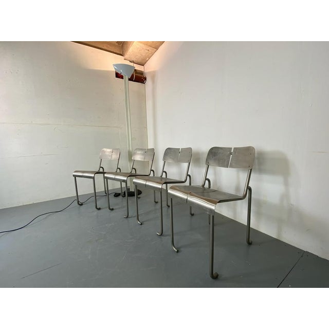 Modernist Architectural stainless steel Dining chairs set of 4 Very well Made chairs with solid steel frame with very nice...