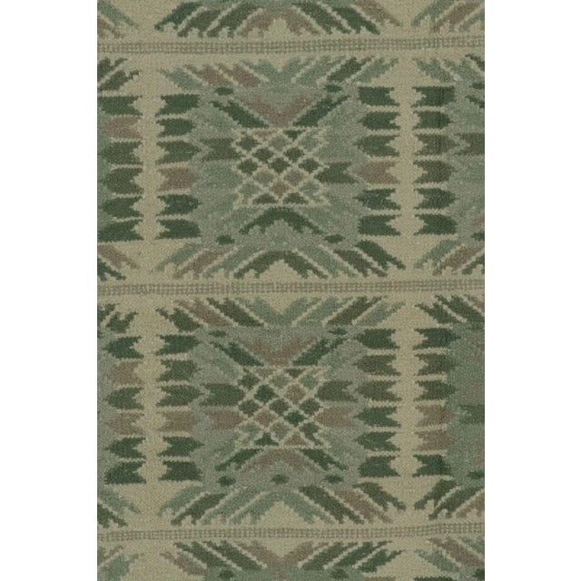 Rug & Kilim's Oversized Scandinavian Style Custom Rug in Exotic Yarn With Green Design For Sale In New York - Image 6 of 10