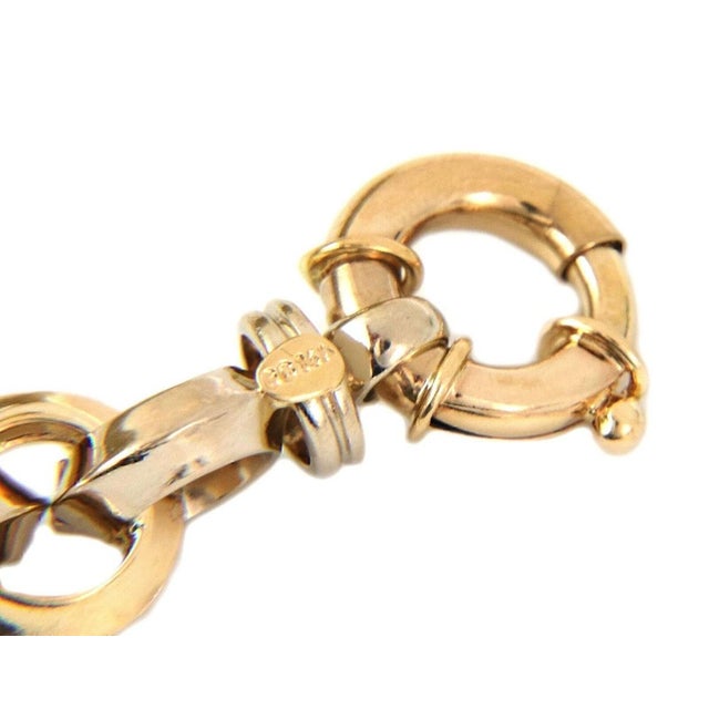 Mid 20th Century Mid 20th Century Knife Edge 14k Two Tone Gold Round Link Bracelet For Sale - Image 5 of 5