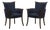 Vintage Hungarian Lounge Chairs in Navy Bouclé with Wooden Frames, Set of 2 For Sale