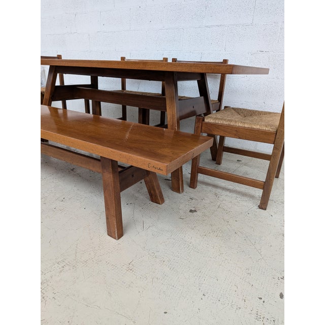 Walnut Torbecchia Dining Table and Chairs by Giovanni Michelucci for Poltronova, 1960s, Set of 6, in Good conditions....
