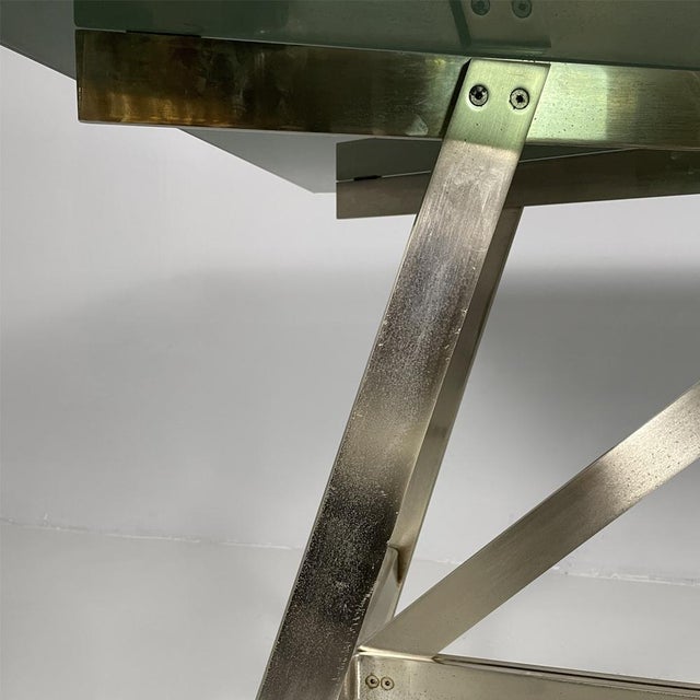 Italian Modern Dining Table in Smoked Glass and Steel from Formanova, 1970s For Sale - Image 17 of 18