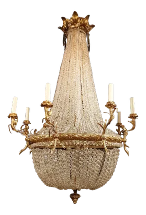 Late 19th Century French Gilt Bronze and Crystal Chandelier