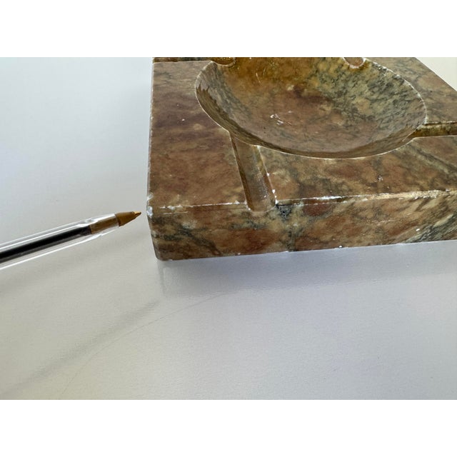 Vintage Alabaster Stone Ashtray – Natural Brown & Green Veining For Sale - Image 11 of 12