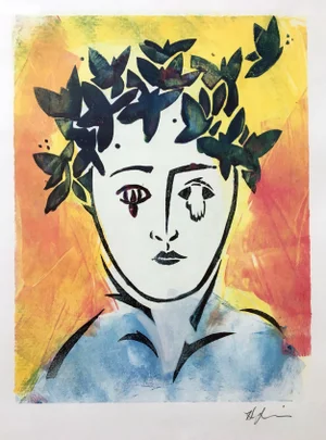 Yellow Orange Butterfly Monoprint