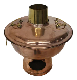 Copper and Brass Coal Burning Food Warmer Removable Chimney Samovar