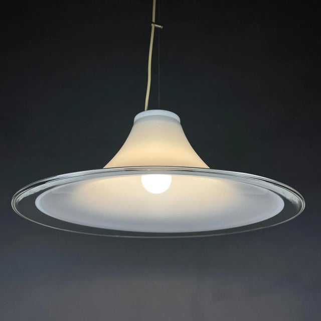 Mid-Century Modern White Murano Glass Pendant Lamp, Italy, 1970s For Sale - Image 3 of 13