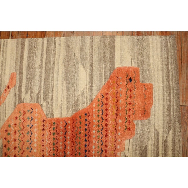 Modern Zabihi Collection Persian Lion Souf Kilim - 3'10" x 4'5" For Sale - Image 4 of 6