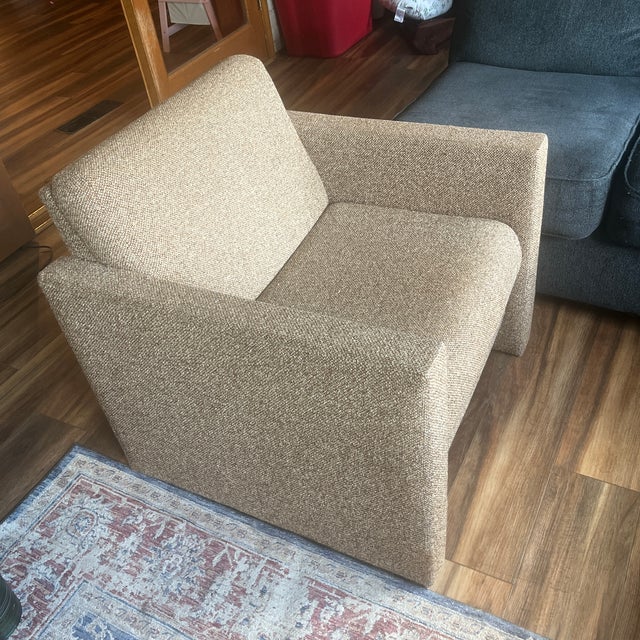 Mid-Century Modern A 1970s Parsons Cube Chair in the Manner of Milo Baughman For Sale - Image 3 of 9