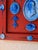 Sculpture Materials Grand Tour Style Blue Faience Glazed Plaster Intaglio Arrangement in Square Hand Painted Red Frame For Sale - Image 7 of 11