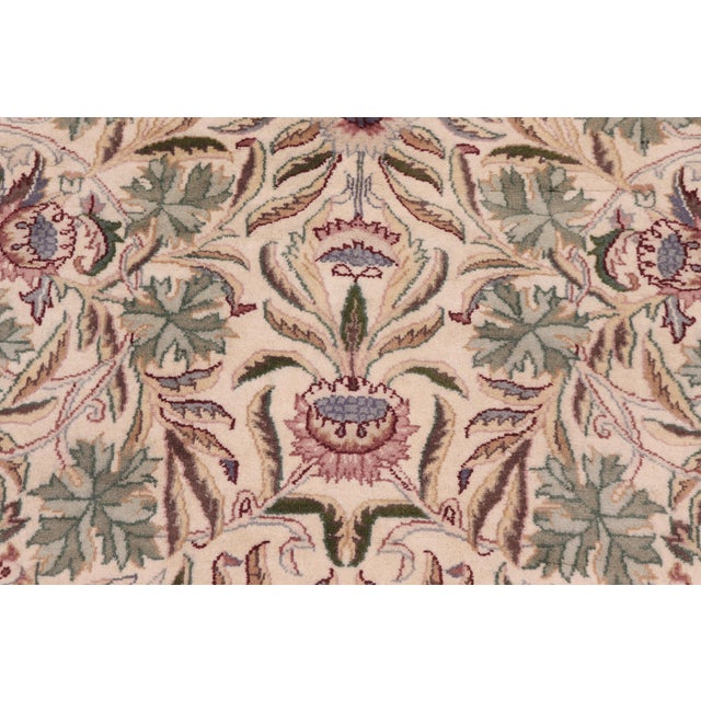 Shabby Chic 1990's Floral Pak-Persian Beige/Green Wool Round Rug- 8'1'' X 8'2'' For Sale In New York - Image 6 of 9