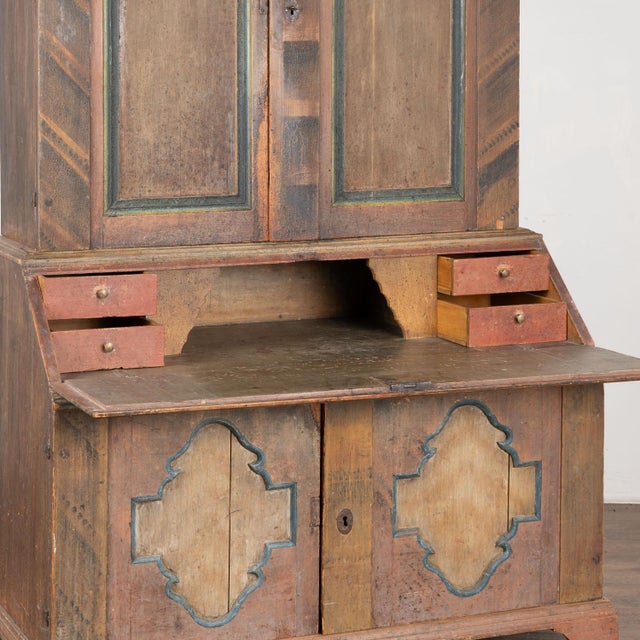 Early 19th Century Early 19th Century Original Hand Painted Swedish Secretary Cabinet For Sale - Image 5 of 12