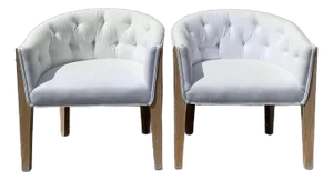 Vintage White Barrel Armchairs - Set of 2