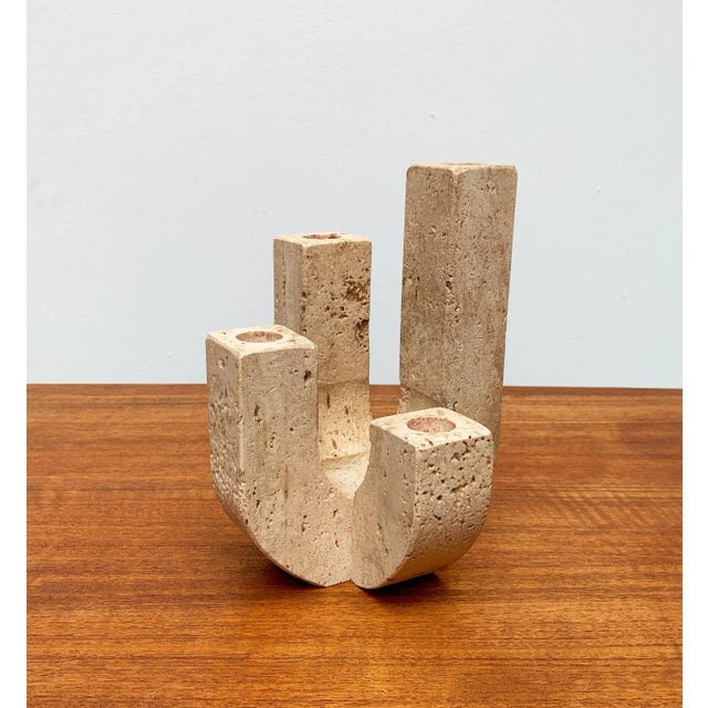 Mid-Century Italian Brutalist Travertine Candleholder by Fratelli Mannelli for Travertine Rapolano For Sale - Image 11 of 18