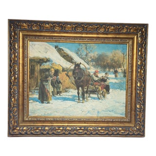 Figurative Composition, 1980s, Oilgraph on Canvas For Sale