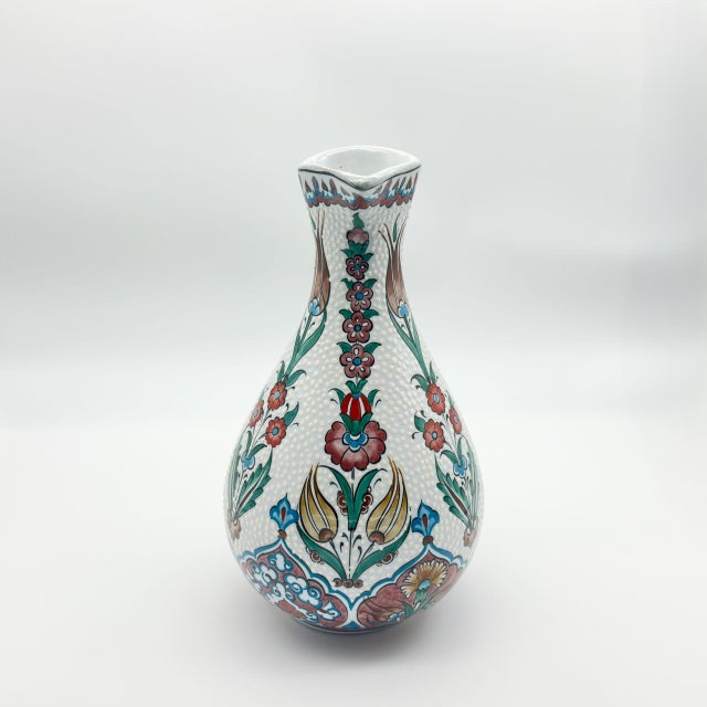 Handmade Ceramic Pitcher (25cm) – Textured “Dot” Art – Pastel Florals & Embossed Surface For Sale - Image 9 of 11