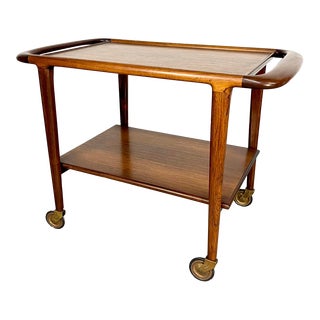 1960s Mid Century Danish Modern Brazilian Rosewood Server Tea Cart by Jl Moller For Sale