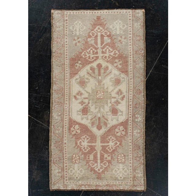 Oriental Hand Knotted Vintage Turkish Mini Rug 1'8" x 3'1" For Sale In Houston - Image 6 of 6