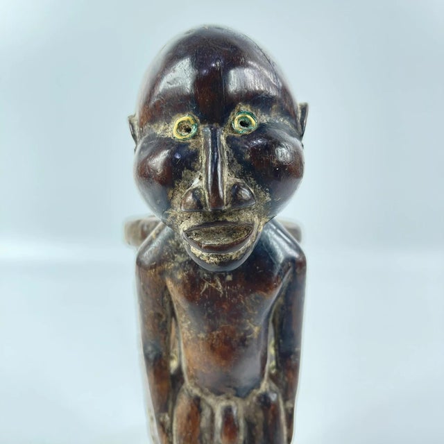 Wood Early 20th Century Dinka Male Figural Pipe On Custom Base For Sale - Image 7 of 8