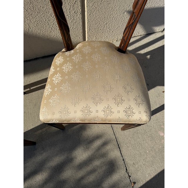 Wood 1940s Hollywood Regency Carved Wood Swag-Back Chairs in the Manner of Grosfeld House For Sale - Image 7 of 12