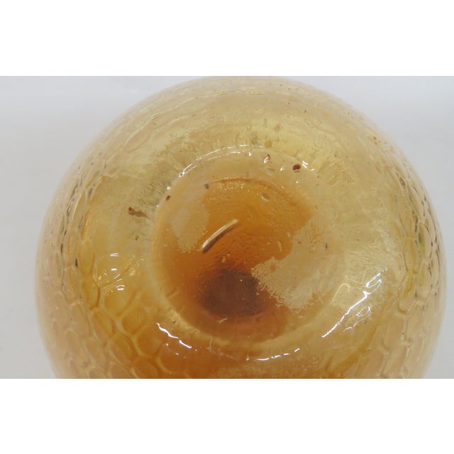 Amber Amber Glass Apple Sculpture Large Mid Century Modern Honeycomb Pattern 5086b For Sale - Image 8 of 11