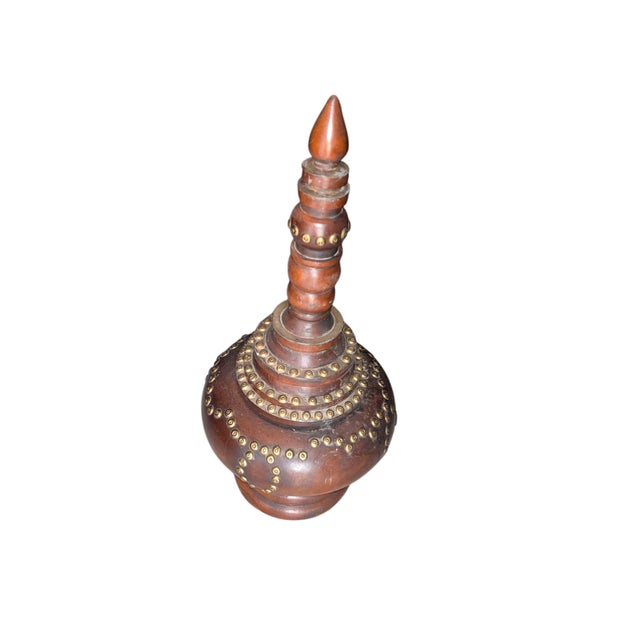 1970s Mid-20th Century Burmese Wooden Temple Finial With Brass Stud Detailing For Sale - Image 5 of 7