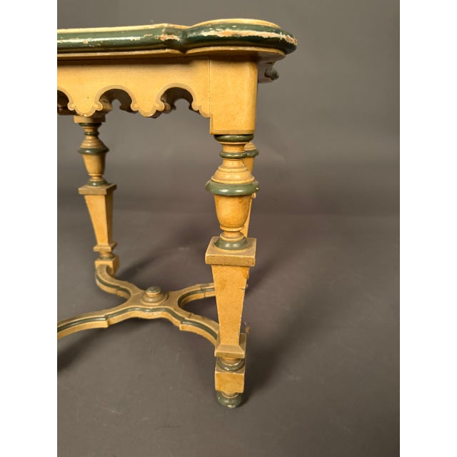 Pair of French Louis XVI Style Polychrome Side Tables With Painted Country Manor Tops, Circa 1920 For Sale - Image 10 of 12