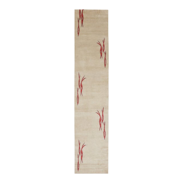 Contemporary Art Deco Style Pictorial Fish Wool Runner by Rug & Kilim, India For Sale