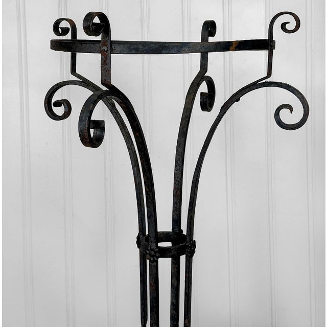 1920s Antique Victorian Wrought Iron Garden Plant Stand - 42" For Sale - Image 5 of 12