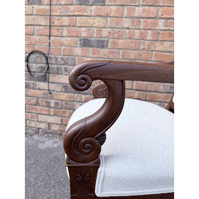 Wood Newly Upholstered French Restoration Arm Chairs For Sale - Image 7 of 12