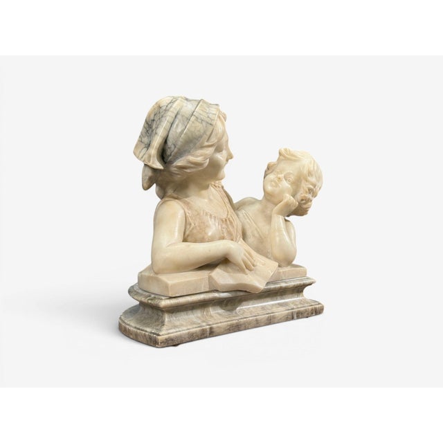 Neoclassical Neoclassical, Marble Statue, Mother and Daughter, France, 1910s For Sale - Image 3 of 13