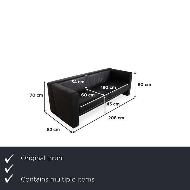 with this Brühl Visavis Duo, you get a three-seater sofa and a chaise longue in deep black for your living room. Both...