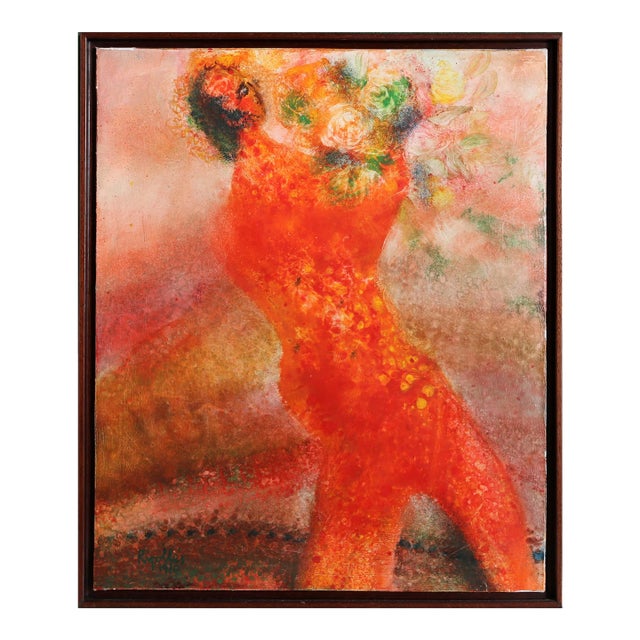 Red Figure with Flowers, Juan Garcia Ripolles, Painting For Sale