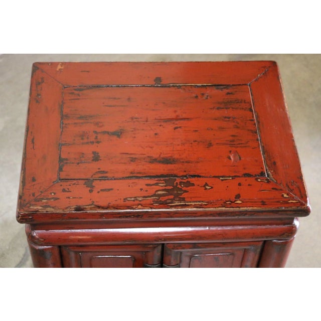 Late 20th Century Red Lacquered Nightstand For Sale In Los Angeles - Image 6 of 7