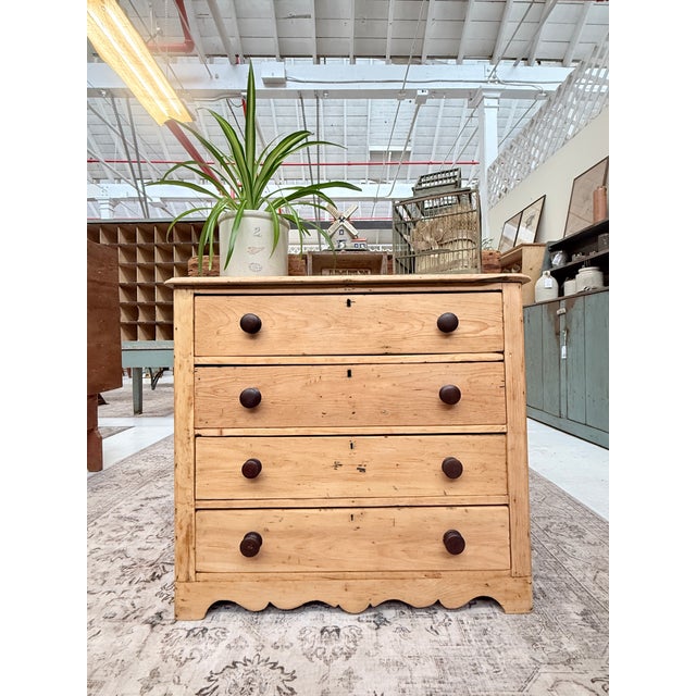 Farmhouse Antique Scrubbed Pine Chest of Drawers For Sale - Image 3 of 9