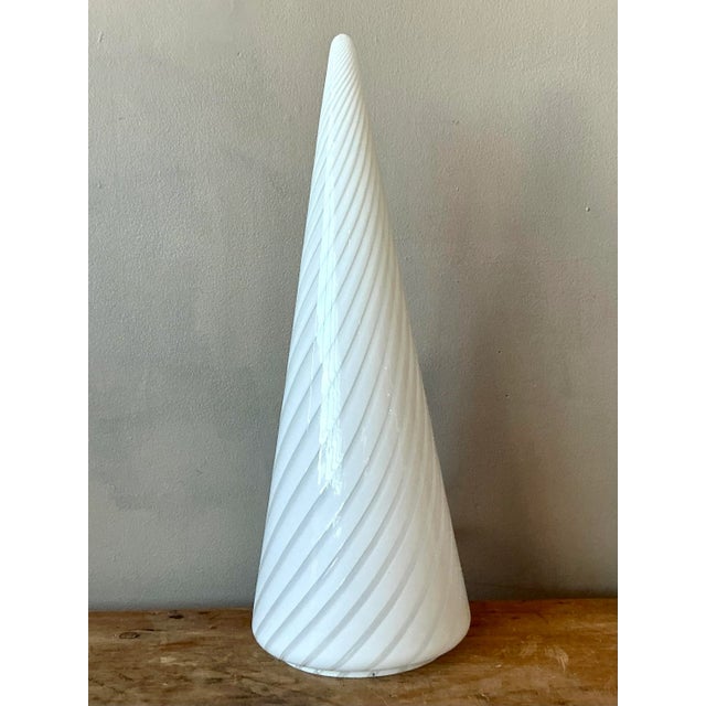 Vetri Vintage Italian Vetri Glass Swirl Cone Lamp For Sale - Image 4 of 6