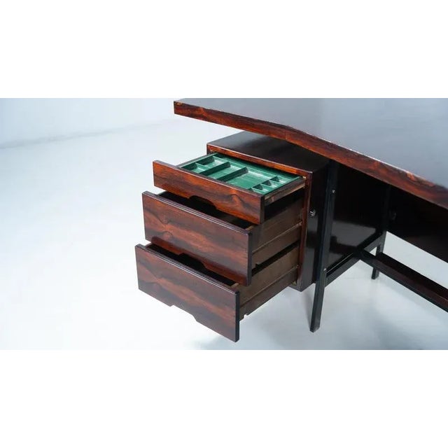 Brown Mid-Century Modern Italian Wooden Desk with Drawers, 1960s For Sale - Image 8 of 18