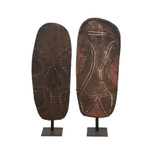 Handcrafted War Shields From Papua New Guinea on Custom Stands - a Pair